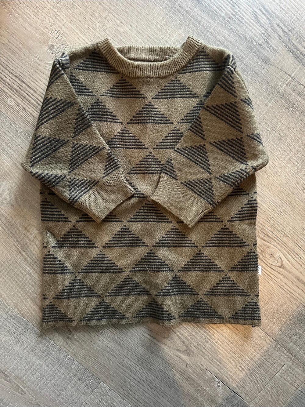 Brave Little Ones Olive Geometric Crewneck Sweater